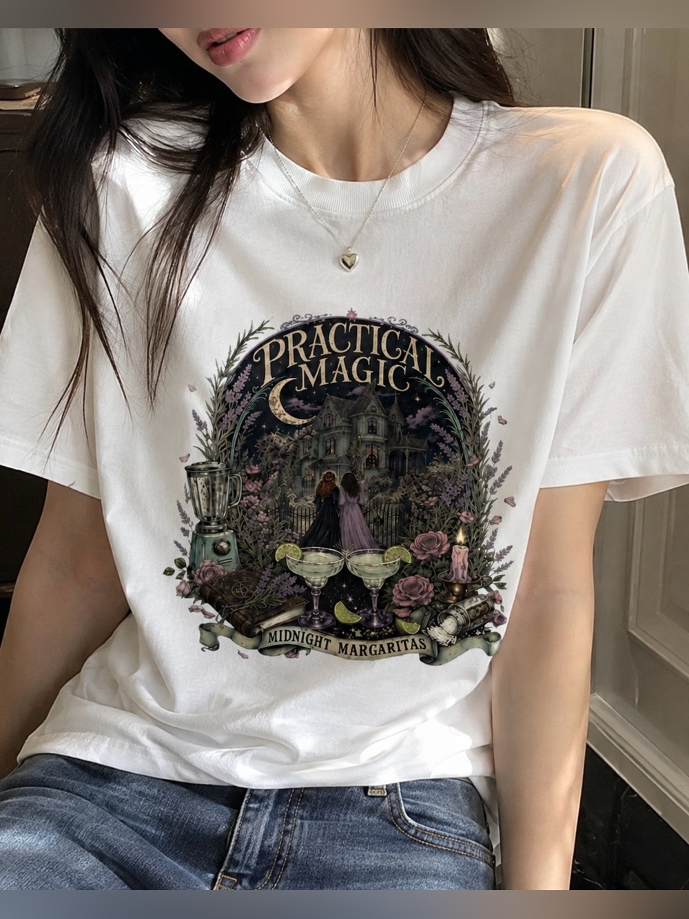 Practical Magic Midnight Margaritas Witchy Cult Classic Graphic Tee Shirt